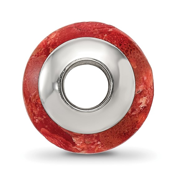 Sterling Silver Reflections Bamboo Coral Stone Bead