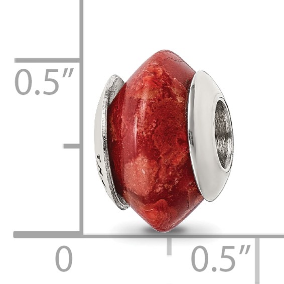 Sterling Silver Reflections Bamboo Coral Stone Bead