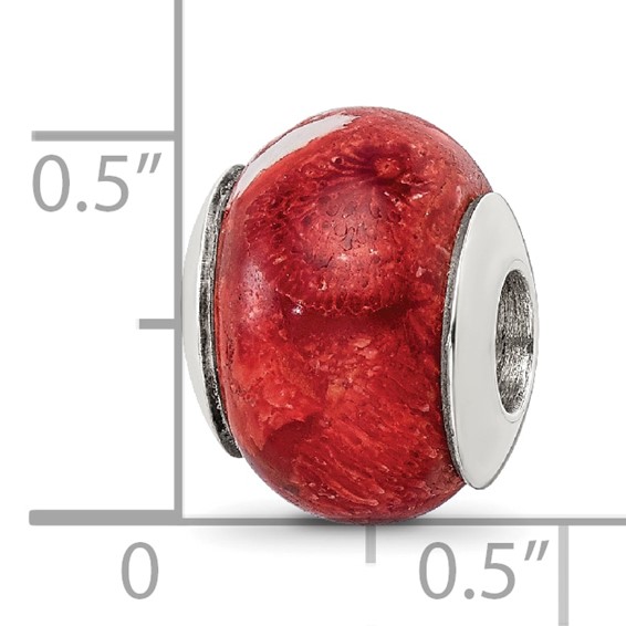 Sterling Silver Reflections Bamboo Coral Stone Bead