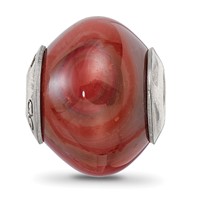 Sterling Silver Reflections Red Brown Agate Stone Bead view 3