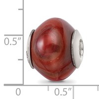 Sterling Silver Reflections Red Brown Agate Stone Bead view 5