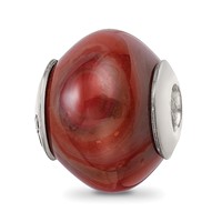 Sterling Silver Reflections Red Brown Agate Stone Bead view 1