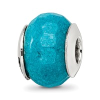 Sterling Silver Reflections Faceted Blue Quartz Stone Bead view 1