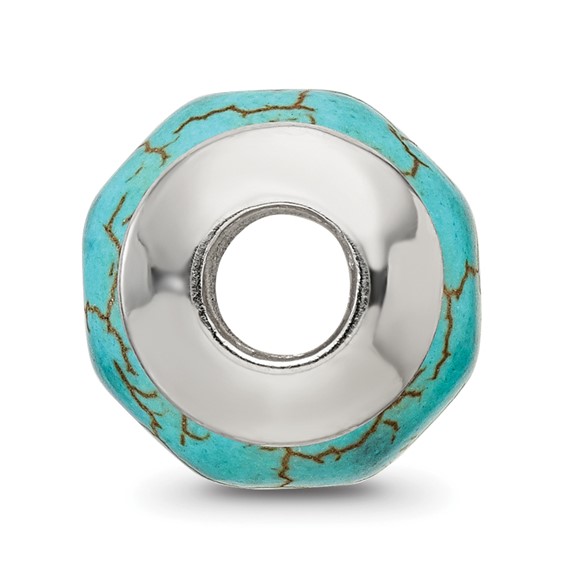 Sterling Silver Reflections Blue Magnesite Stone Bead