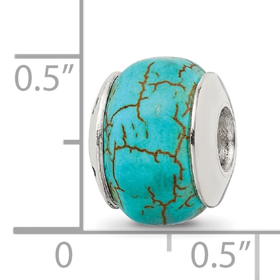 Sterling Silver Reflections Blue Magnesite Stone Bead
