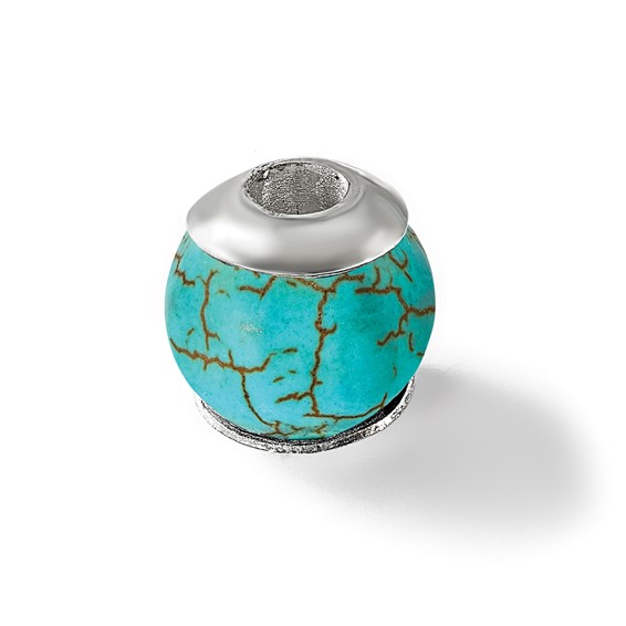 Sterling Silver Reflections Blue Magnesite Stone Bead