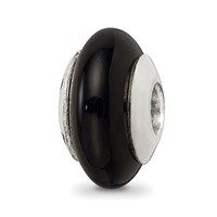 Sterling Silver Reflections Black Agate Stone Bead view 1