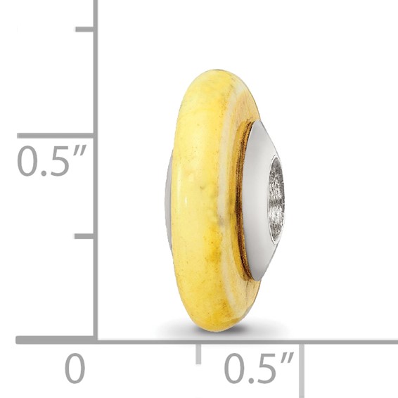 Sterling Silver Reflections Yellow Maganasite Stone Bead
