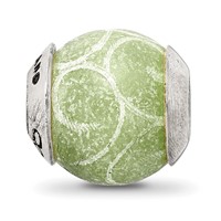 Sterling Silver Reflections Etched Jade Stone Bead view 3