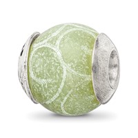 Sterling Silver Reflections Etched Jade Stone Bead view 1