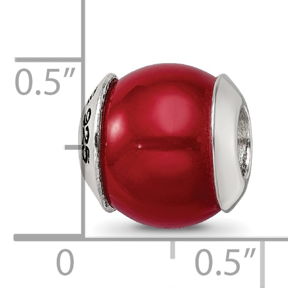 Sterling Silver Reflections Red Quartz Stone Bead