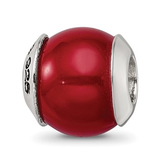 Sterling Silver Reflections Red Quartz Stone Bead