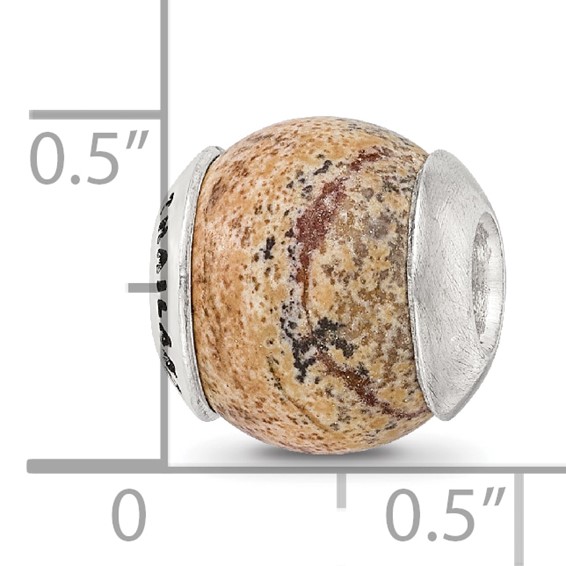 Sterling Silver Reflections Picture Jasper Stone Bead