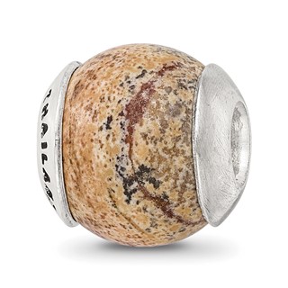Sterling Silver Reflections Picture Jasper Stone Bead