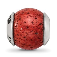 Sterling Silver Reflections Coral Stone Bead view 3