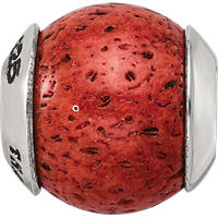 Sterling Silver Reflections Coral Stone Bead view 4