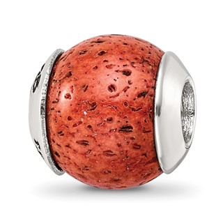 Sterling Silver Reflections Coral Stone Bead