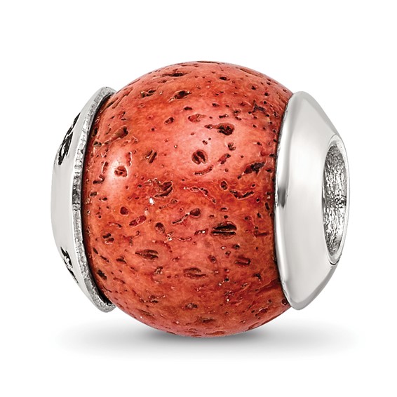 Sterling Silver Reflections Coral Stone Bead