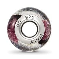 Sterling Silver Reflections White Lavender Blck Italian Murano Bead view 2
