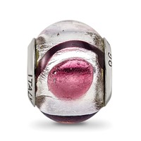 Sterling Silver Reflections White Lavender Blck Italian Murano Bead view 3