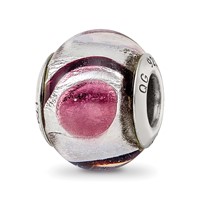 Sterling Silver Reflections White Lavender Blck Italian Murano Bead view 1
