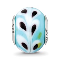 Sterling Silver Reflections Lt. Blue White Black Italian Murano Bead view 3