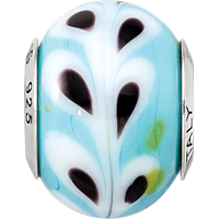 Sterling Silver Reflections Lt. Blue White Black Italian Murano Bead view 4