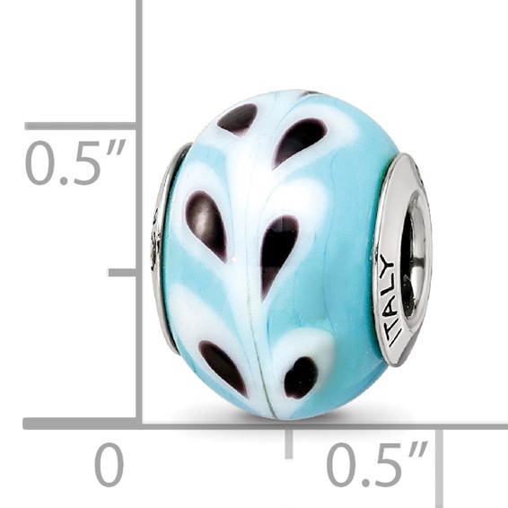 Sterling Silver Reflections Lt. Blue/White/Black Italian Murano Bead