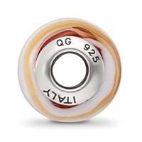 Sterling Silver Reflections Carmel White Italian Murano Bead view 2