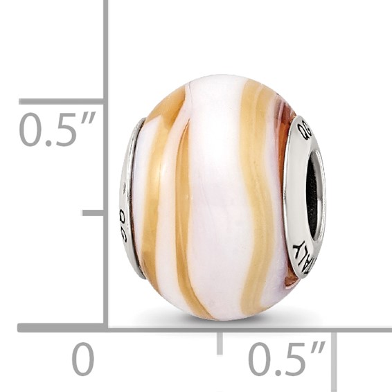 Sterling Silver Reflections Carmel/White Italian Murano Bead
