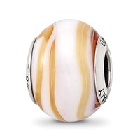 Sterling Silver Reflections Carmel White Italian Murano Bead view 1