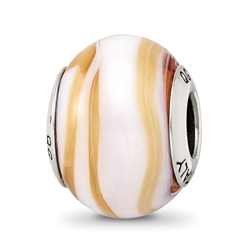 Sterling Silver Reflections Carmel White Italian Murano Bead