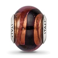 Sterling Silver Reflections Copper Black Italian Murano Bead view 3
