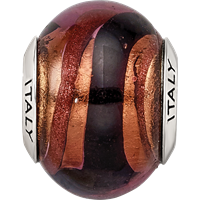 Sterling Silver Reflections Copper Black Italian Murano Bead view 4