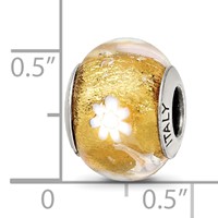 Sterling Silver Reflections Gold White Flower Italian Murano Bead view 4