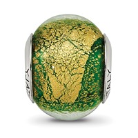 Sterling Silver Reflections Green Gold Italian Murano Bead view 3