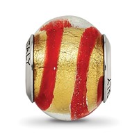 Sterling Silver Reflections Gold Red Italian Murano Bead view 3