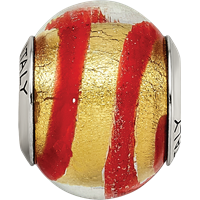 Sterling Silver Reflections Gold Red Italian Murano Bead view 4
