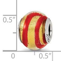 Sterling Silver Reflections Gold Red Italian Murano Bead view 5