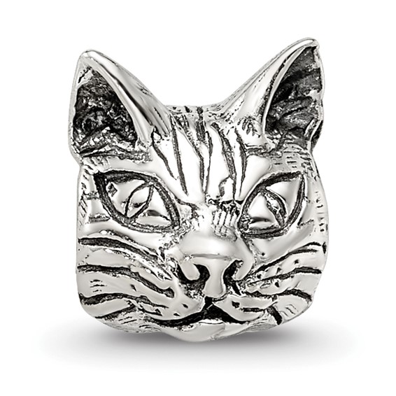 Sterling Silver Reflections Maine Coon Cat Head Bead