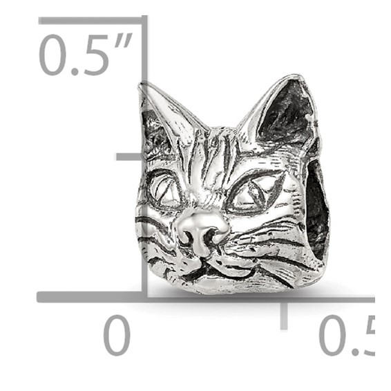 Sterling Silver Reflections Maine Coon Cat Head Bead