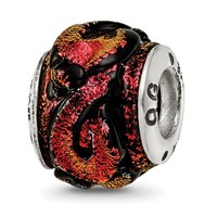 Sterling Silver Reflections Orange Dichroic Glass Bead view 5