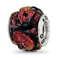 Sterling Silver Reflections Orange Dichroic Glass Bead view 1