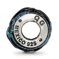 Sterling Silver Reflections Blue Dichroic Glass Bead view 2