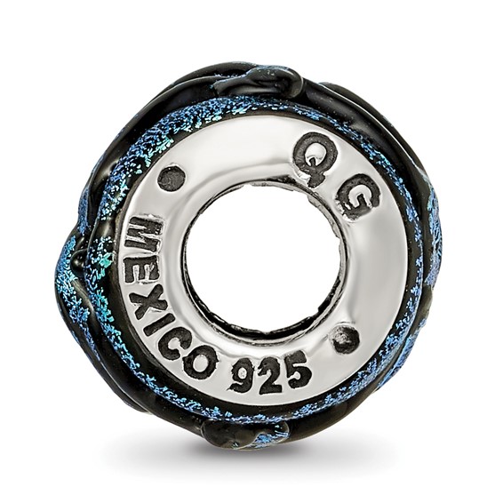Sterling Silver Reflections Blue Dichroic Glass Bead