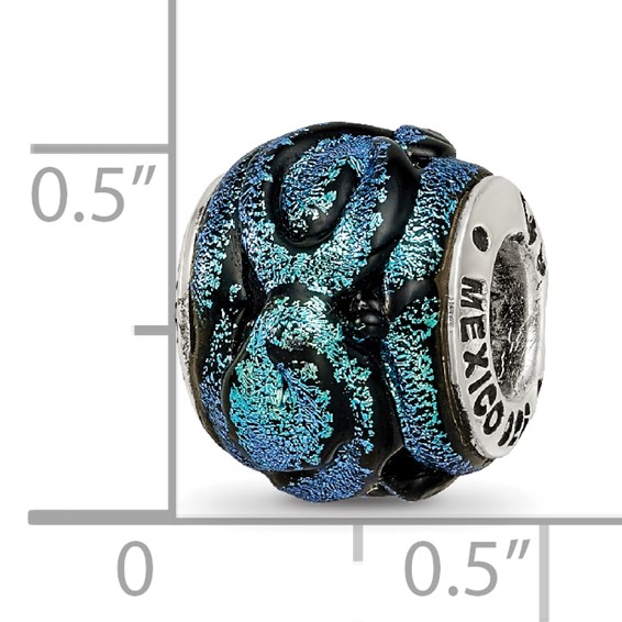 Sterling Silver Reflections Blue Dichroic Glass Bead