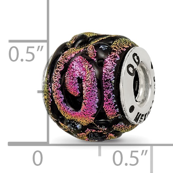 Sterling Silver Reflections Purple Dichroic Glass Bead