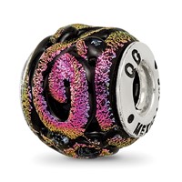 Sterling Silver Reflections Purple Dichroic Glass Bead view 1