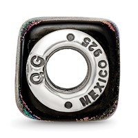 Sterling Silver Reflections Purple Square Dichroic Glass Bead view 2