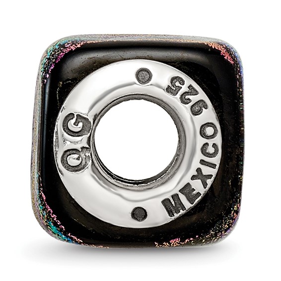 Sterling Silver Reflections Purple Square Dichroic Glass Bead